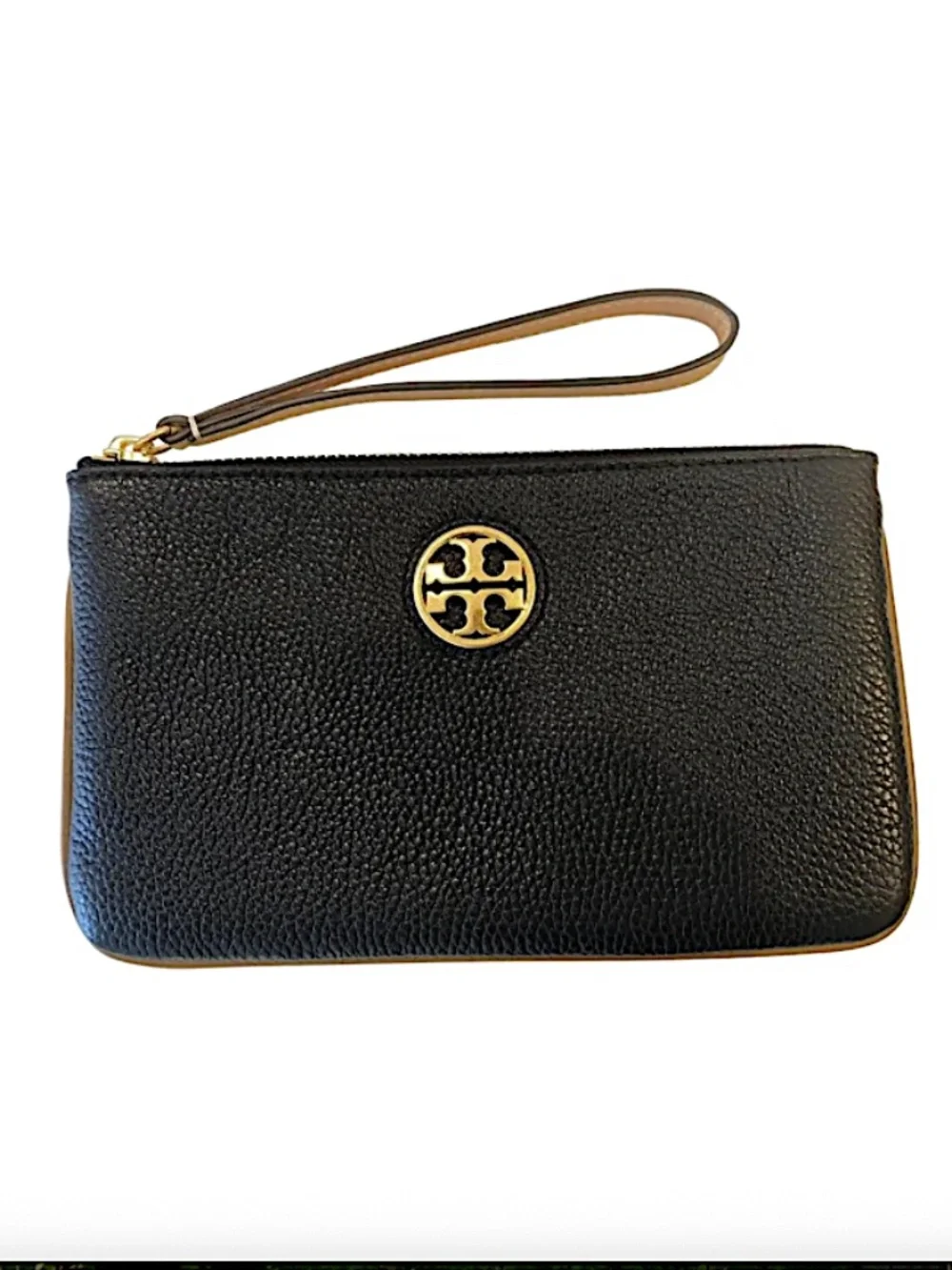 Tory Burch Carson Black with brown details Wristlet